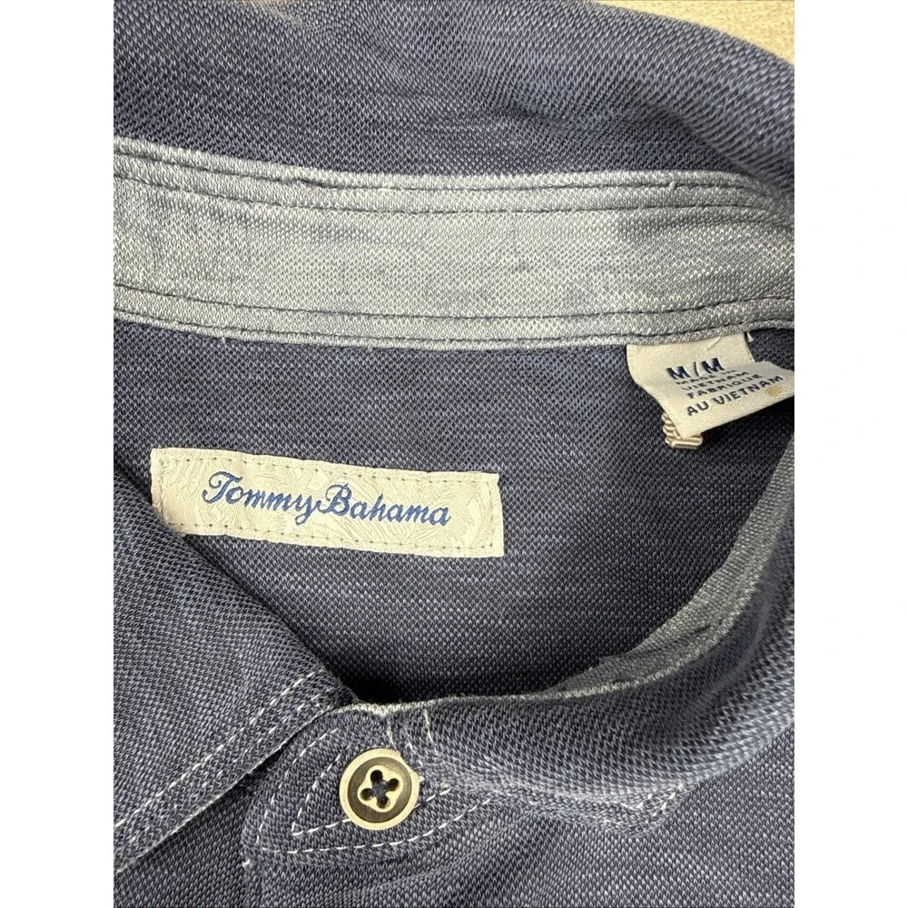 Tommy Bahama Polo Shirt Mens Med Heather Blue Performance Modal Blend - Picture 3 of 16